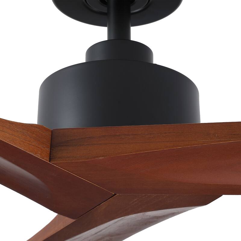 YUHAO SylvanAir Modern 52 in. Flush Mount Outdoor/Indoor Ceiling Fan with 3 Solid Wood Blades and DC Reversible Motor