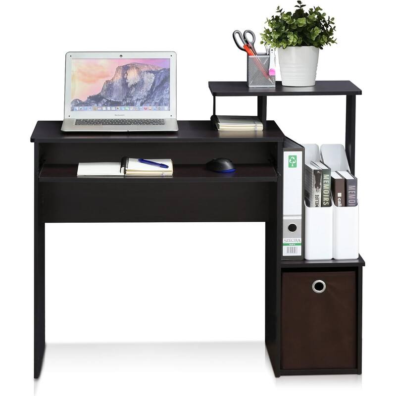 Writing Desk - Compact Computer Desk with Keyboard Drawer & CPU Storage - Modern Home Office Desk