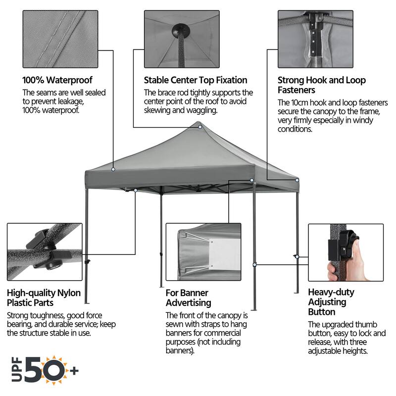 Yaheetech Adjustable Commercial Pop-up Canopy with Wheeled Carry Bag