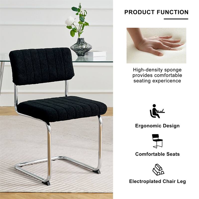 Fabric Light Luxury Dining Chair with Metal Legs(Set of 2) - N/A