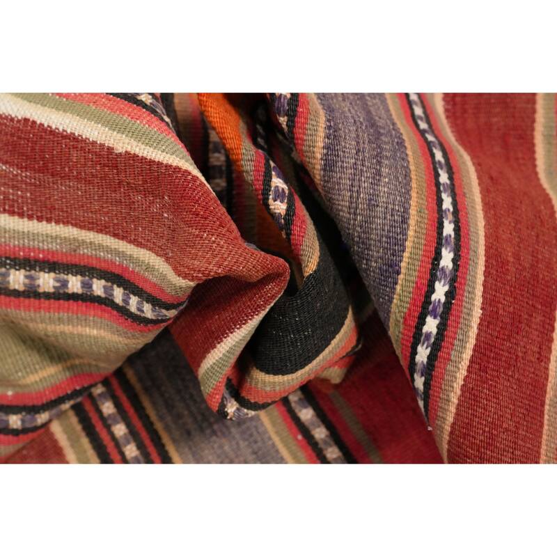 Hand Woven Oriental 100% Wool Carpet Southwestern Geometric Multi-Colored Kilim Area Rug - 6' 10'' X 5' 1''