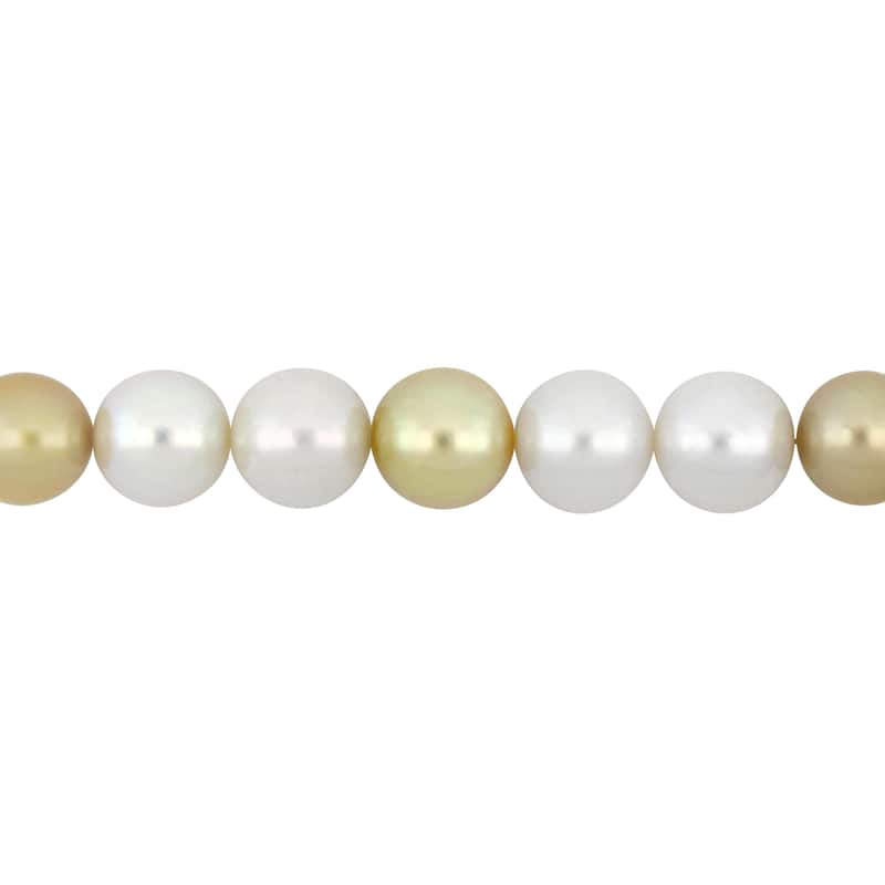 Miadora 12.5-16mm South Sea Cultured Pearl Diamond Accent Necklace with in 14k Yellow Gold
