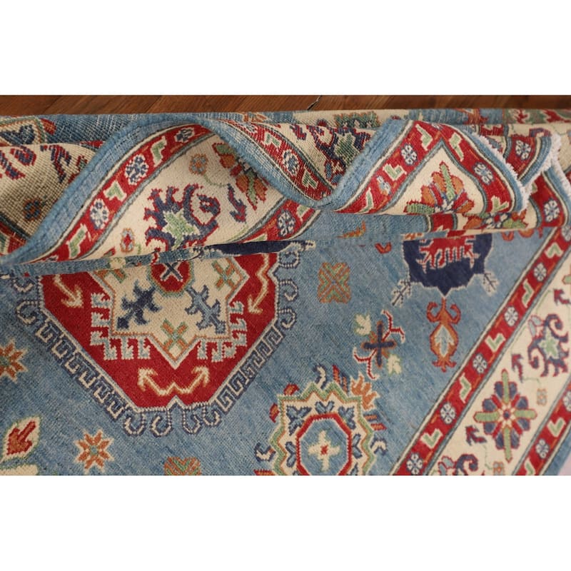 Traditional Kazak Oriental Area Rug Handmade Blue Wool Carpet - 4'11" x 6'9"