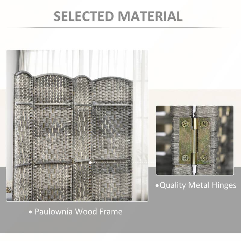 6' Tall Wicker Weave 6 Panel Room Divider Privacy Screen