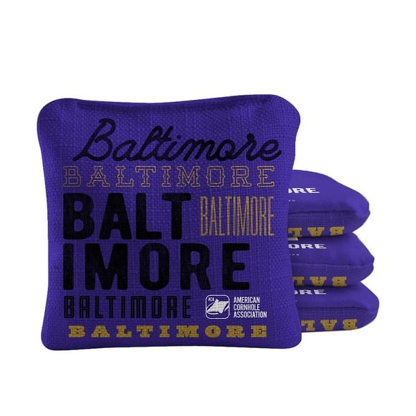 slide 2 of 4, Baltimore Football Purple Dual Sided Cornhole Bags