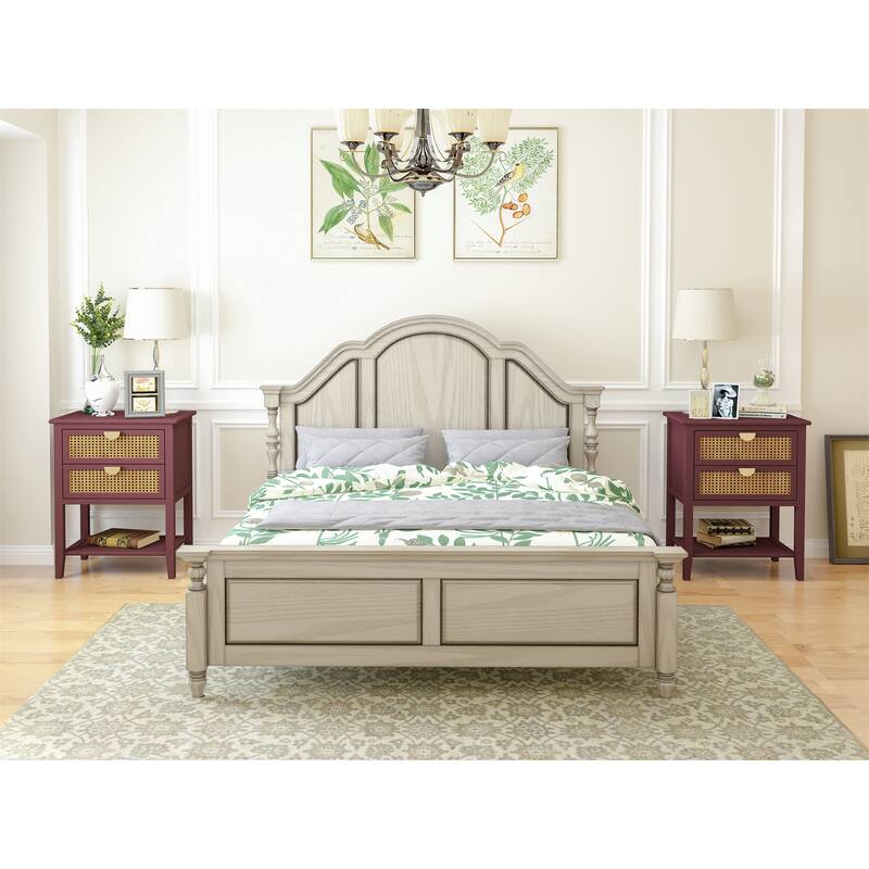 2 Drawer Side table,Naturel Rattan,End table,Suitable for bedroom