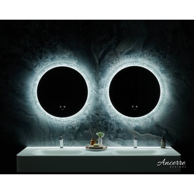 Frysta Round LED Frameless Bathroom Vanity Mirror with Dimmer and Defogger