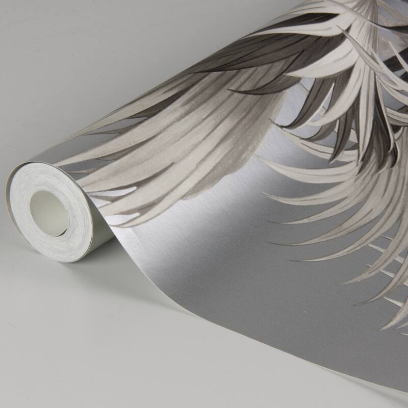 A-Street Prints Summer Palm Platinum Tropical Wallpaper