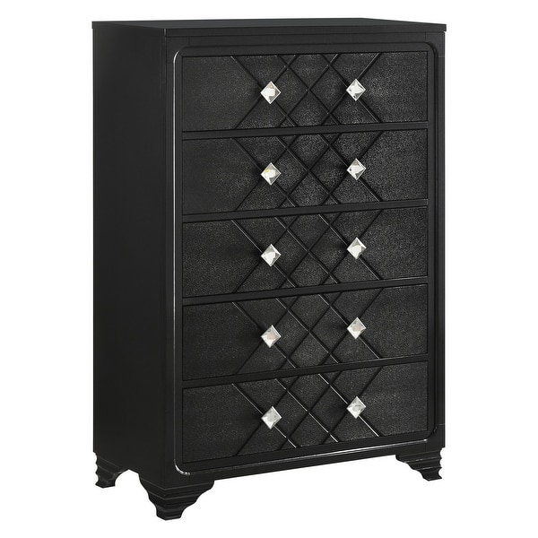 Vini 52 Inch Modern Glam Tall Dresser Chest, 5 Drawers Diamond Knobs ...