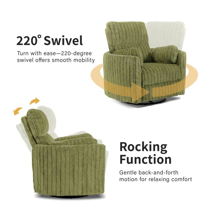 Furniture of America Jorvien Modern Chenille Power Swivel Glider Recliner with Pillows