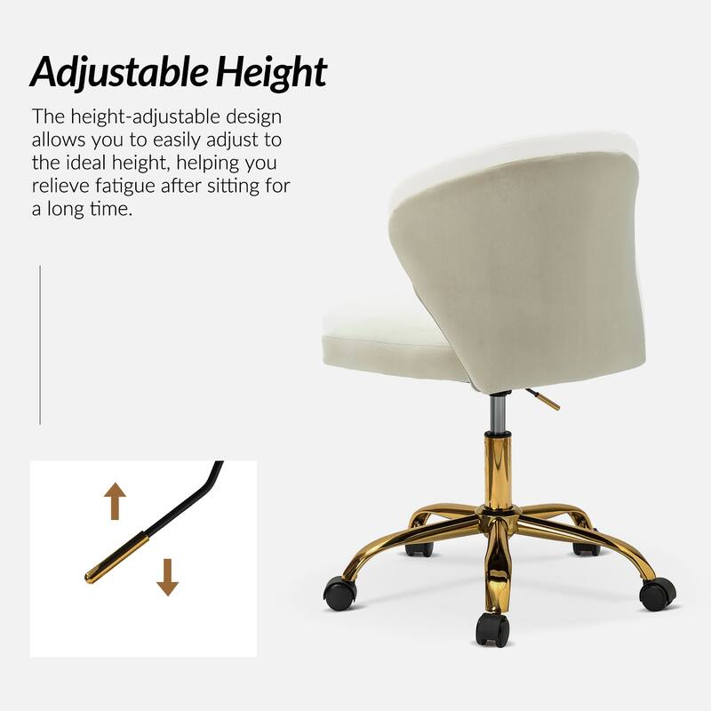 Ilia Modern Velvet Wingback 360 degree Ergonomic Office Task Chair with Channel Tufted Back by HULALA HOME