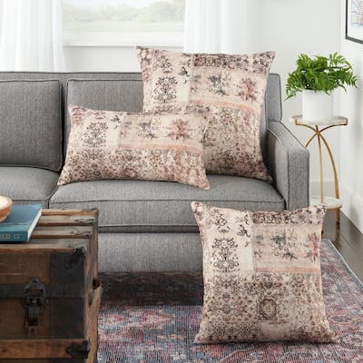 57 Grand by Nicole Curtis Persian Patchwork Grey/Multi Indoor Throw Pillow, (20"x 20")
