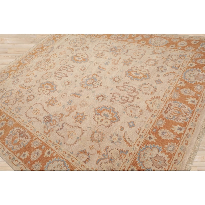 LoomBloom 8'2''x9'9" Traditional Oushak Wool Oriental Area Rug in Tan - 8' 2'' x 9' 9''
