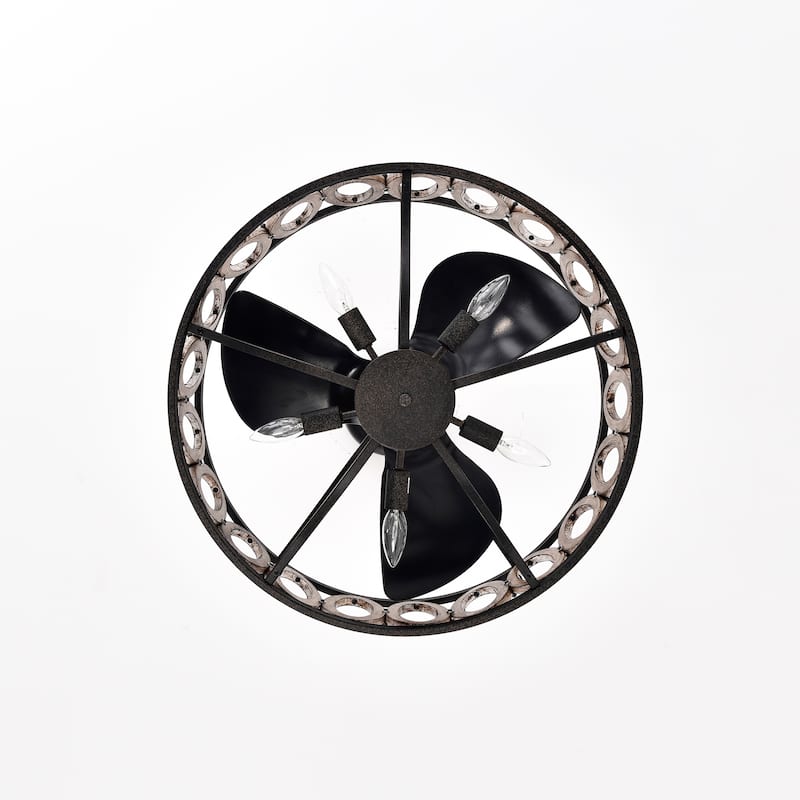 Dalina 24 Inch Oil Rubbed Matte finish 5 Light, 3 Blade Driftwood Ceiling Fandelier with Remote