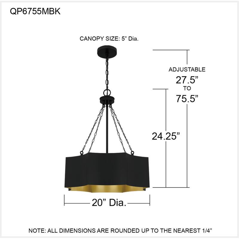 Zyler 4-Light Matte Black Pendant Light