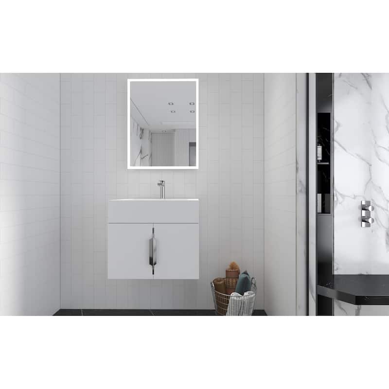Nile 24-Inch Wall Mounted Bathroom Vanity Set w/ White Top