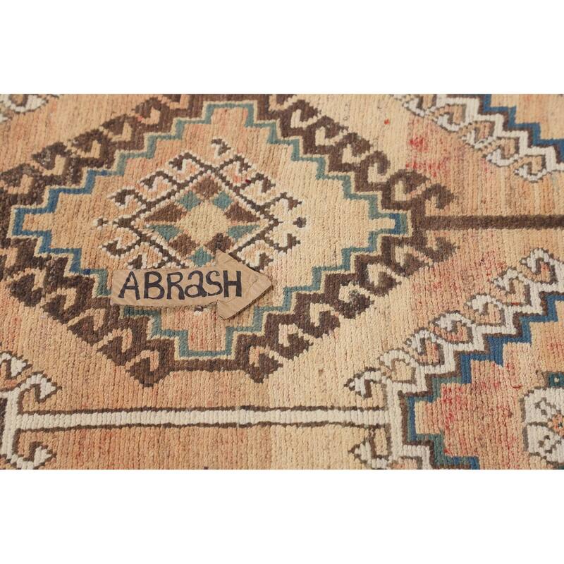Orange Geometric Bakhtiari Persian Vintage Rug Handmade Wool Carpet - 5'0" x 10'0"
