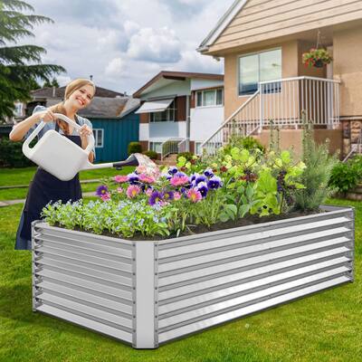 6x3x2ft Metal Raised Garden Bed for Vegetables, Outdoor Garden Raised Planter Box, Backyard Patio Planter Raised Beds