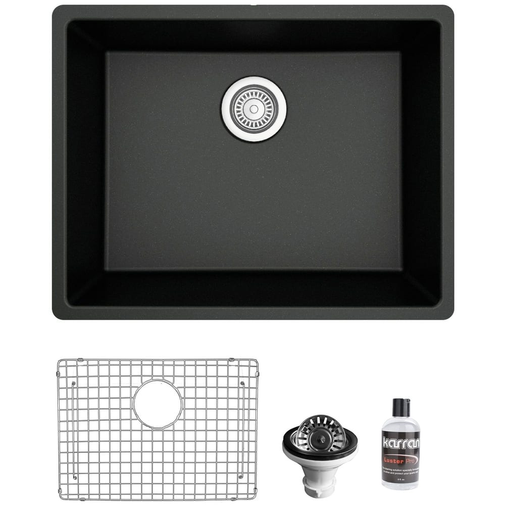 Karran USA QU-820-PK1 Quartz QU 24-3/8" Undermount Single Basin Quartz