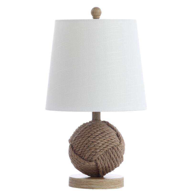 Alaro Fist 18" Rope Ball LED Table Lamp, Natural by JONATHAN Y