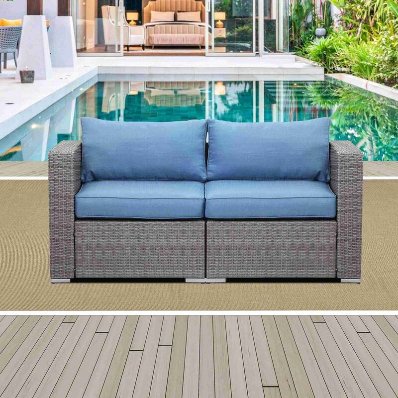 Royalcraft 2 Pieces PE Rattan Wicker Patio Corner Sofas
