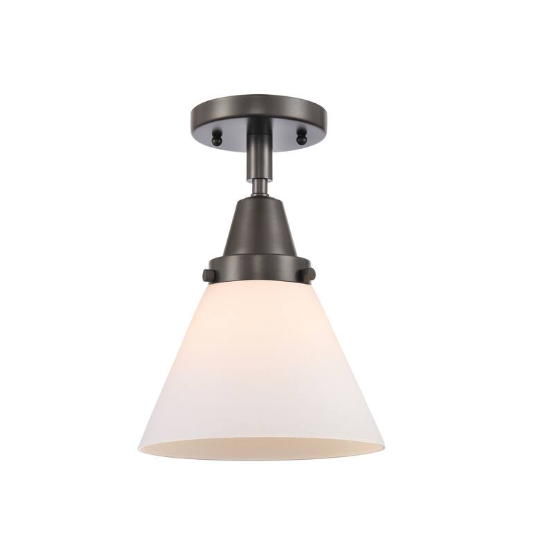 Innovations Lighting Caden Cone - 1 Light 8" Flush Mount - Oil Rubbed Bronze/Matte White