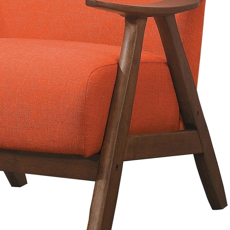 Fabric Upholstered Accent Chair with Curved Armrests, Orange - 31.5 H x 32 W x 28.5 L