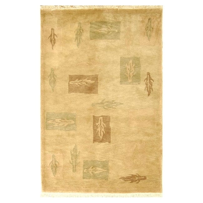 SAFAVIEH Couture Hand-knotted Tibetan Hyrmete Modern Wool Rug - 6' x 9' - Beige