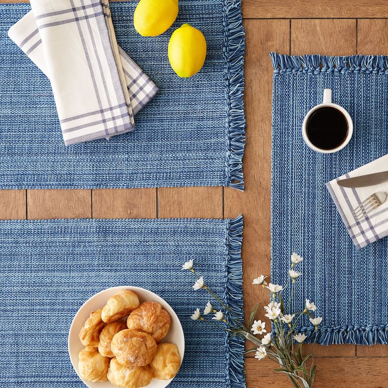 Variegated Nautical Blue Fringe Placemat (Set of 6)