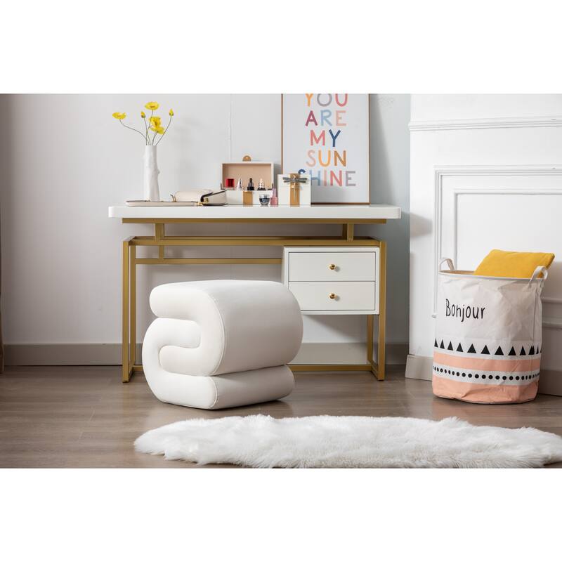S-shape Ottoman Makeup Stool Footstool （Teddy/Velvet）