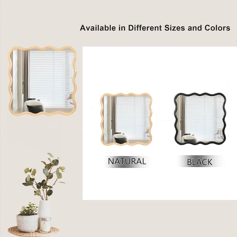 Solid Wood Wavy Square Mirror