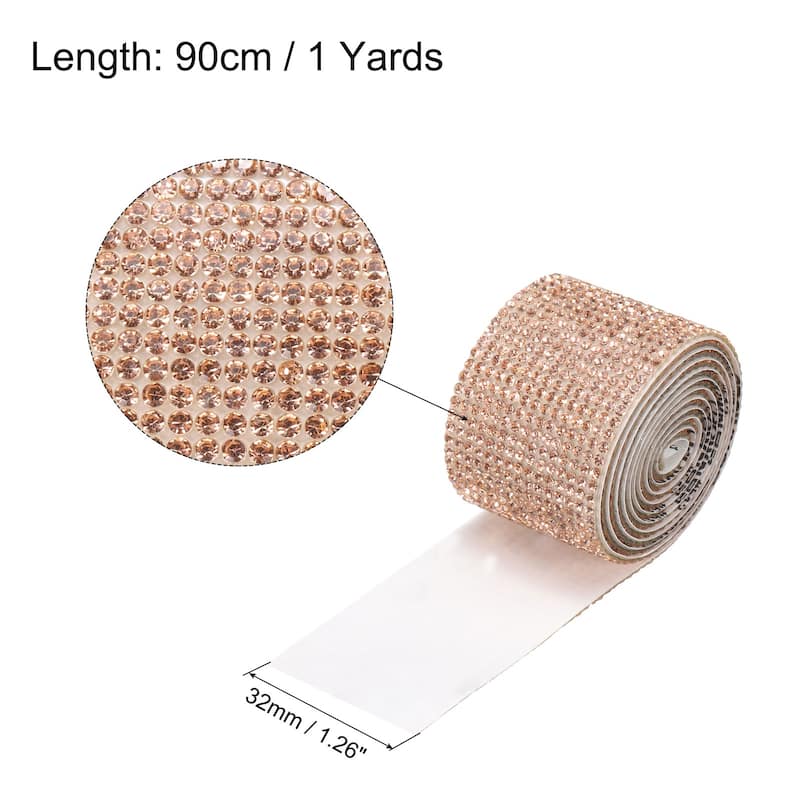 1 Yard 32mm Self Adhesive Crystal Ribbon - 1 Yard x 1.26 Inch - Champagne