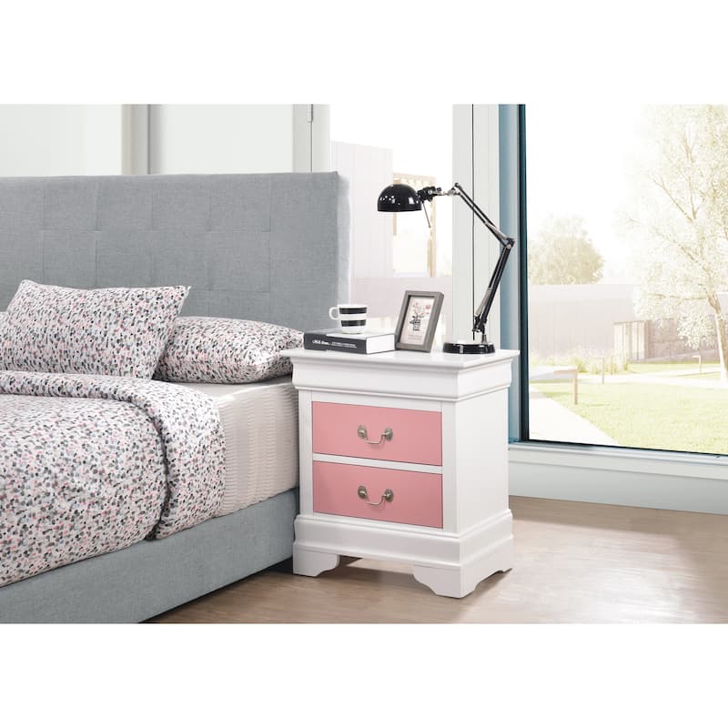 Traditional 22-in Metal Hand Holder 2-Drawer Wood Nightstand