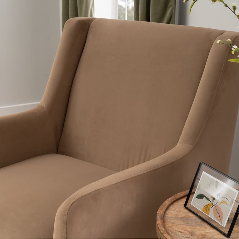 Dolly White Sherpa or Brown Velvet Swivel Rocker Accent Chair