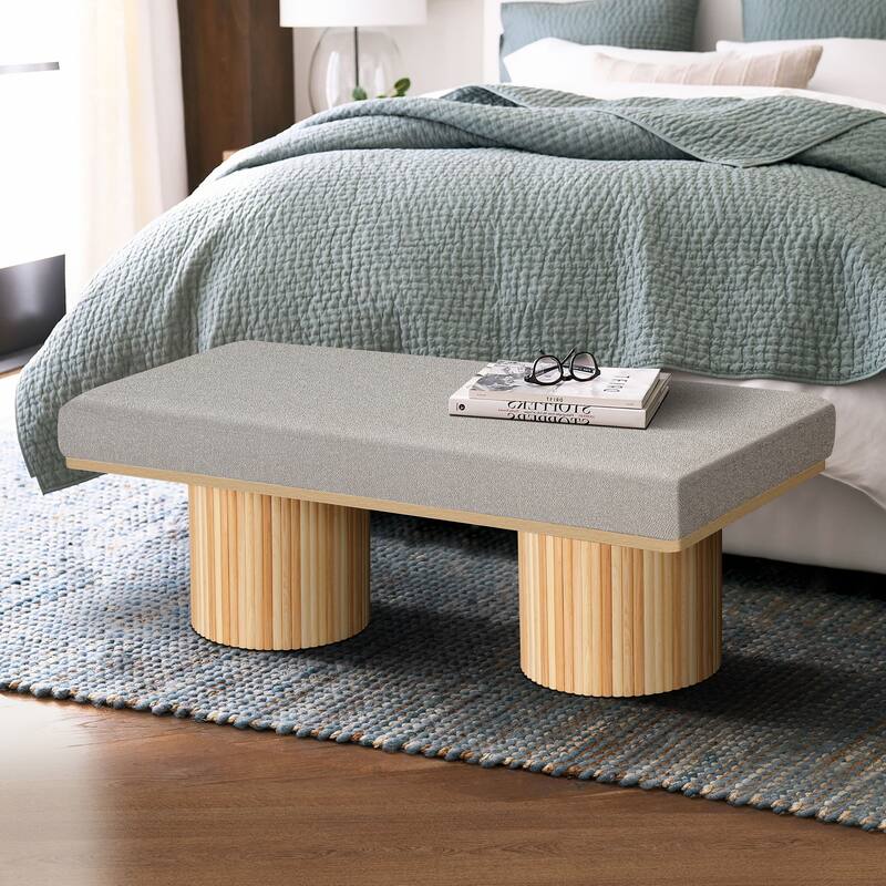 Modern & Contemporary Bench with Cushuion - Natural Wood