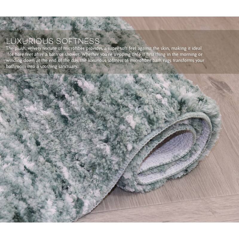 Home Weavers Cloud Comfort 100% Microfiber Bathroom Rug Non Slip Bath & Water Absorbent Soft Bath Mat 4 PC Set with Runner