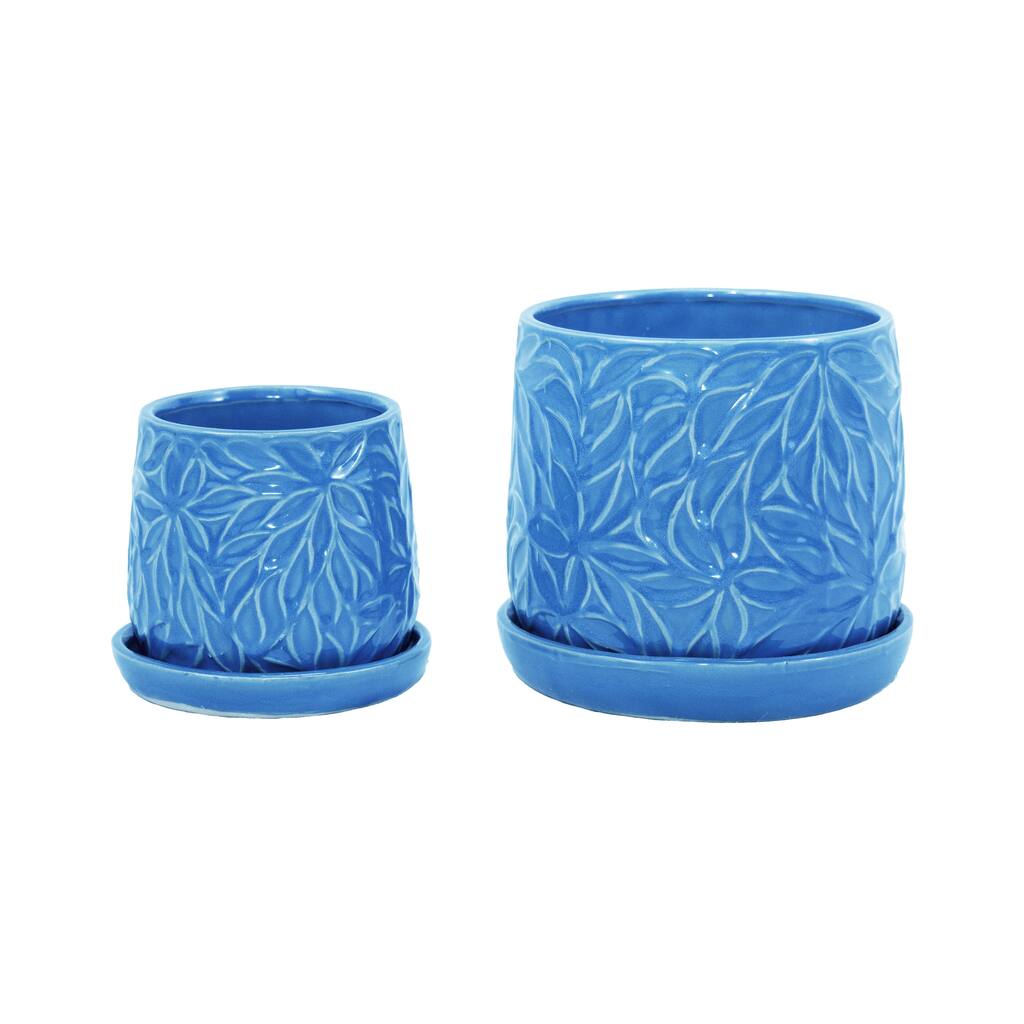2 Pieces Ceramic Planter Pot, Modern Indoor Outdoor Flowerpot for Patio, Garden, or Windowsills