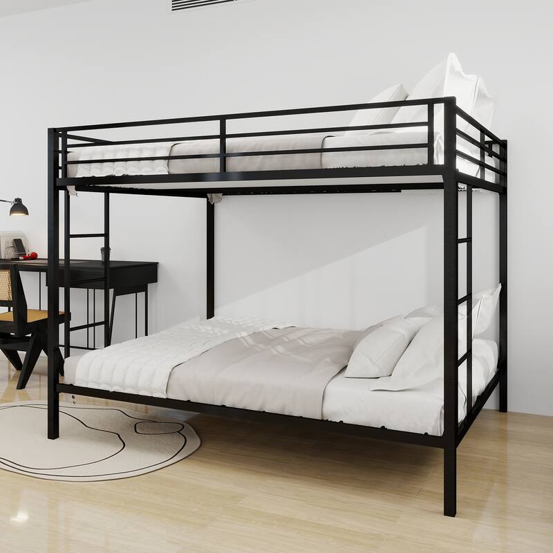 Queen Multi-Functional Square Tube Iron Bunk Bed, Robust Metal Frame Resists Wear, Ideal for Optimizing Vertical Space