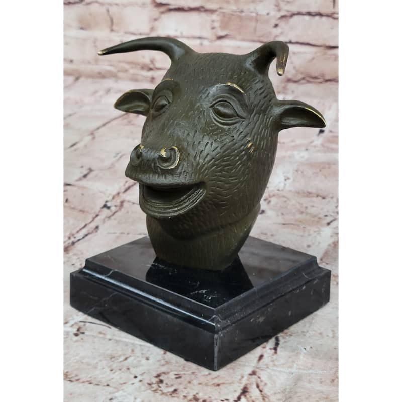 Bronze Imitative Bull Or Ox Head Statue Realistic Farmhouse Sculpture Decor