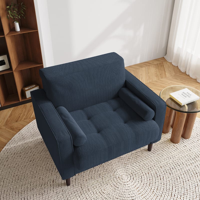 Aronas Modern Corduroy Wide Accent Chair with Pillows