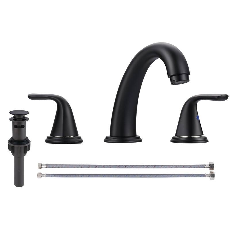 WOWOW Widespread Double Handle Bathroom Faucet - Black