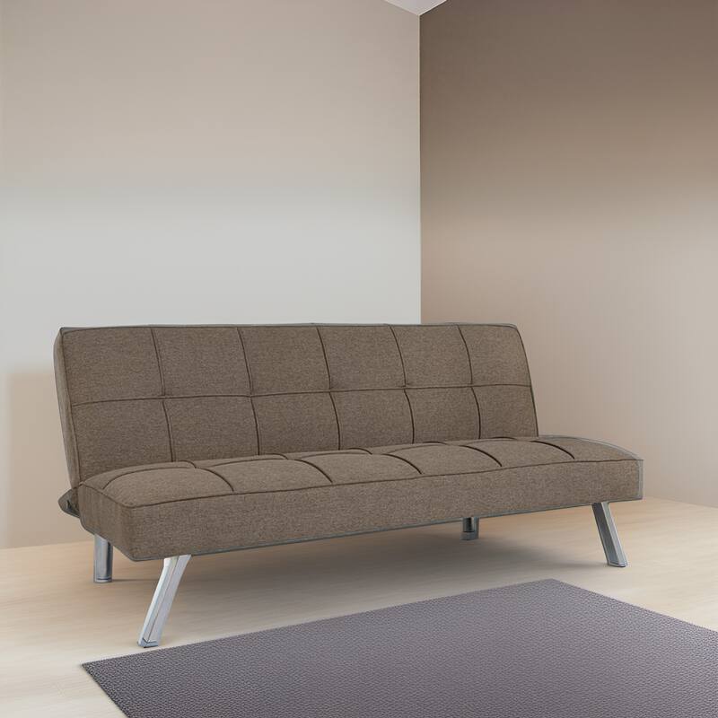 Modern Comfort Futon Sofa Bed - Tufted, Convertible, Linen Fabric, Sleeper Couch for Living Room or Guest Room
