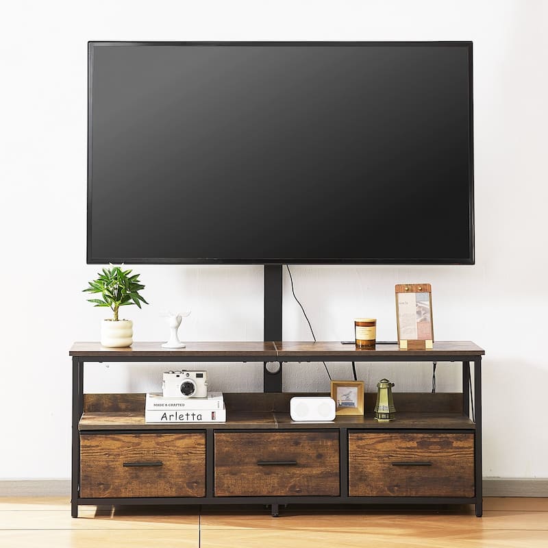 52" TV Stand with Mount for 75" TVs, Adjustable with Storage Drawers - 50.8 x 11.8 x 20.1 in