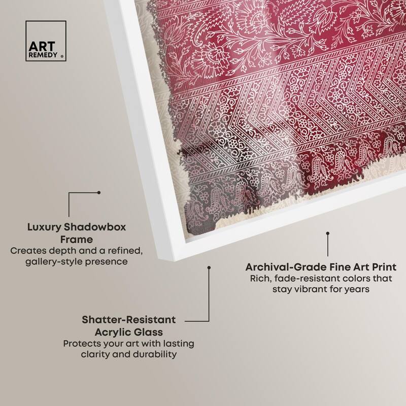 Burgundy Stamps Shadowbox by Art Remedy