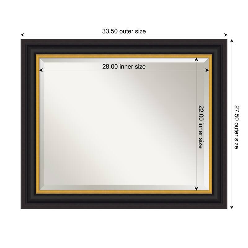 Sierra Beveled Wood Framed Wall Mirror - 34 x 28 in - Sierra Black Brown