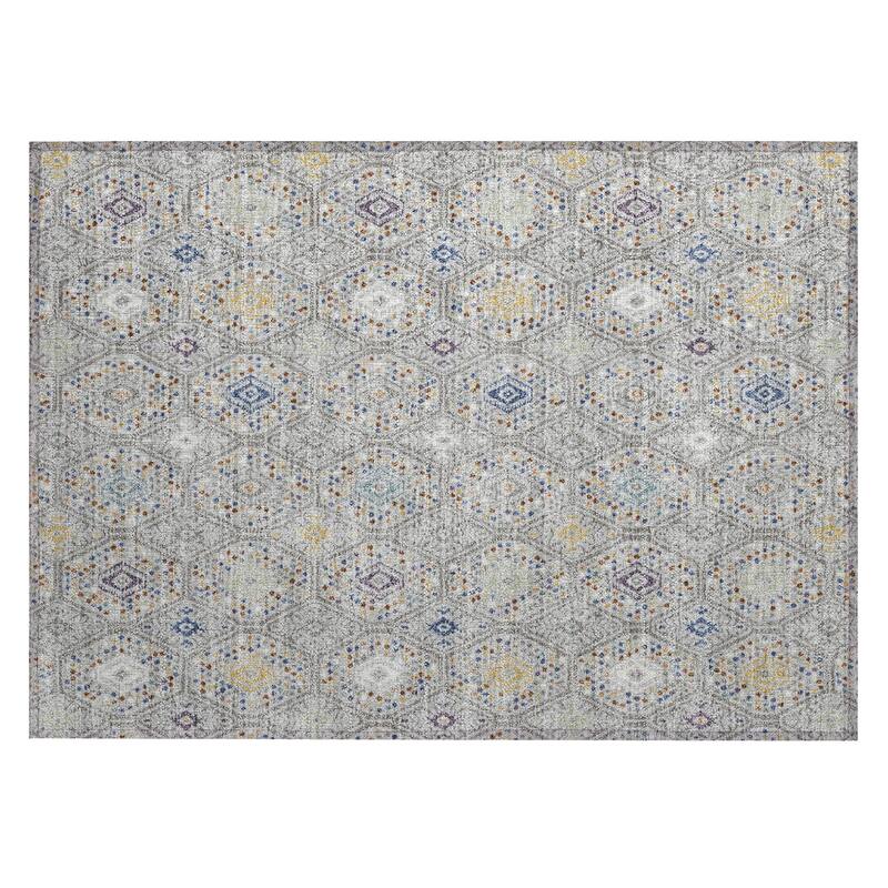 Machine Washable Indoor/ Outdoor Modern Hexi Chantille Rug