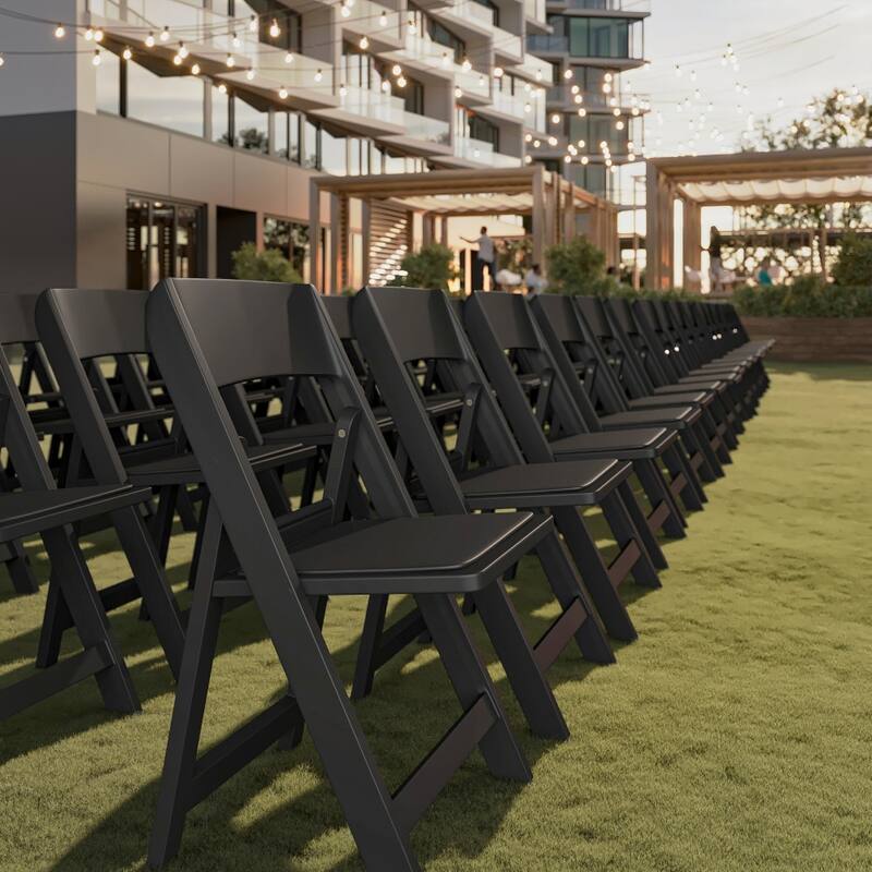 Set of 2 Commercial Resin Folding Event Chairs with Removable Padded Seats - 17.5"W x 18.25"D x 31.25"H