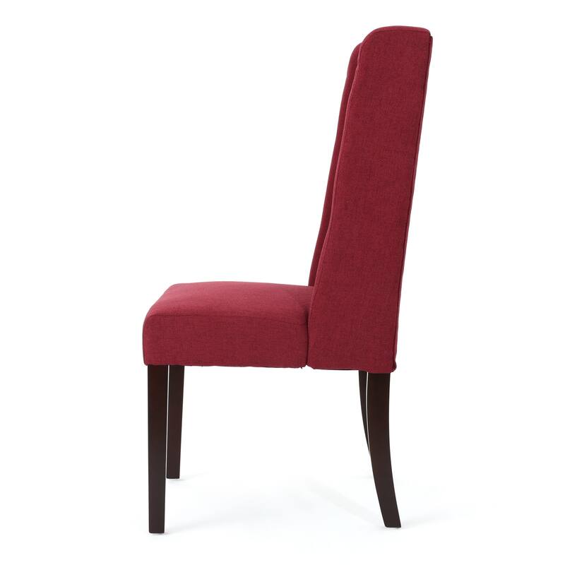 Elegant Meeting Room Chair Vanity Chair with High Backrest, Red Upholstered Dining Chair Leisure Chair with Wood Legs