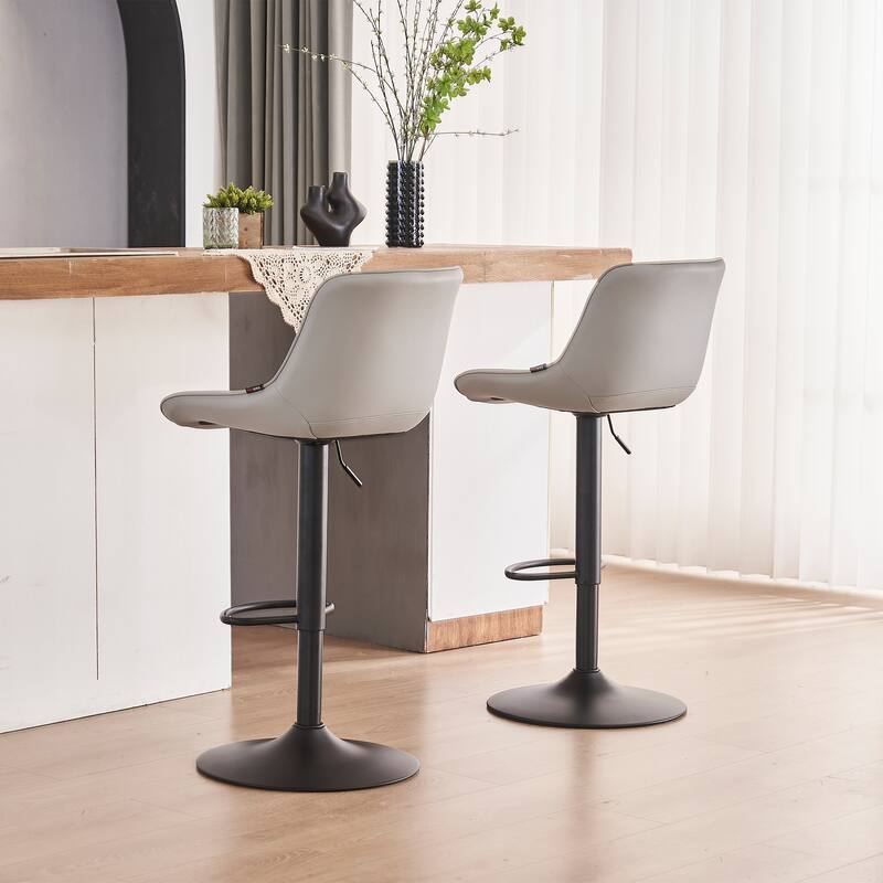 Adjustable Swivel Bar Stools Set of 2 Modern Upholstered Counter Stools