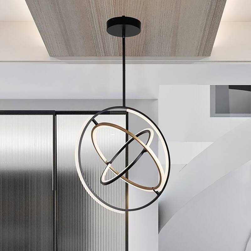 Trilogy Collection Integrated LED Pendant, Black & Brass - Black & Brass - Black & Brass